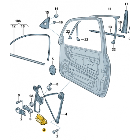 Moteur De Leve Glace Droite 2 Poles