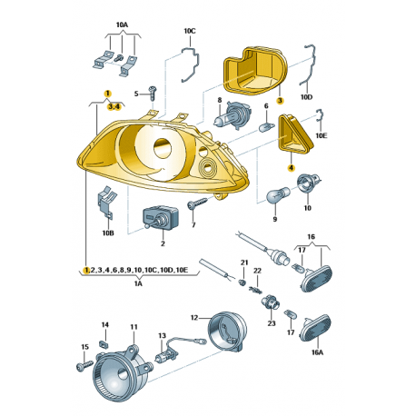 Double Projecteur Antib Halogene Droite