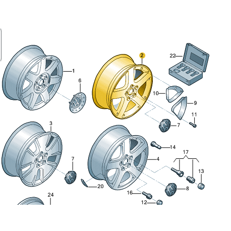 Vw 1C0601025K Jante Alu Chrome Brillant Takefive 7jx17h2et38 5/100